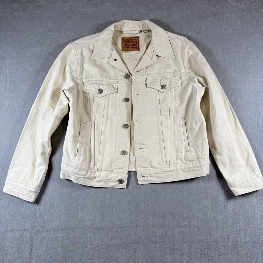 Levis Jacket Women's M Cream Denim Button Front 90s Trucker Outdoor Classic NWOT